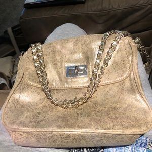Chicos gold metallic evening bag..
